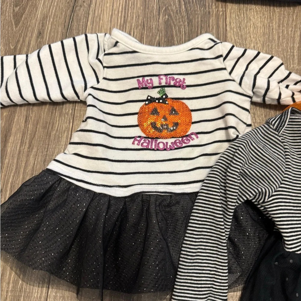Koala Kids Girls Halloween Dresses Lot Of 3 Black Cat Pumpkin Size 0-3 Months - Picture 4 of 4